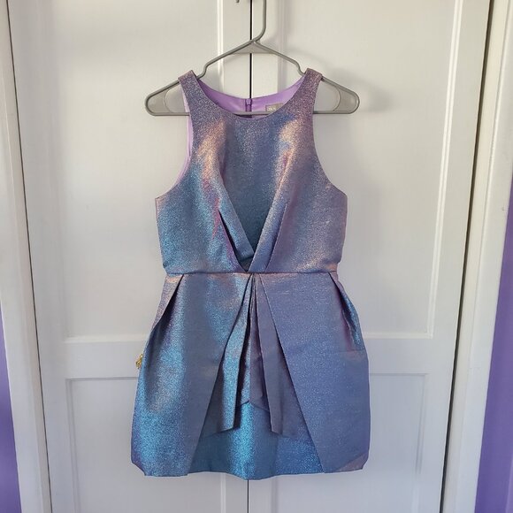 ASOS Women's Blue and Purple Tulip Style Metallic Mini Dress - Picture 6 of 6